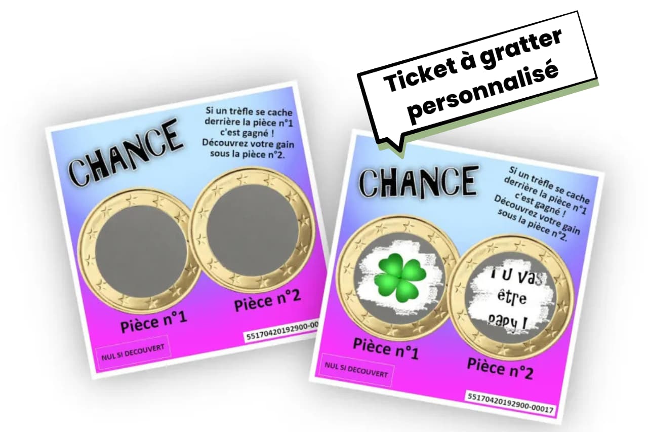 ticket à gratter personnalisé annonce grossesse